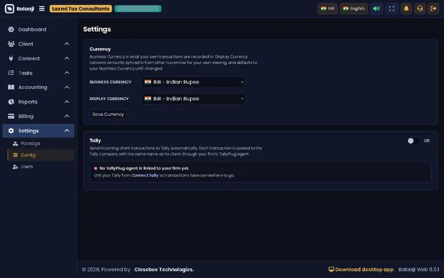 Config page
