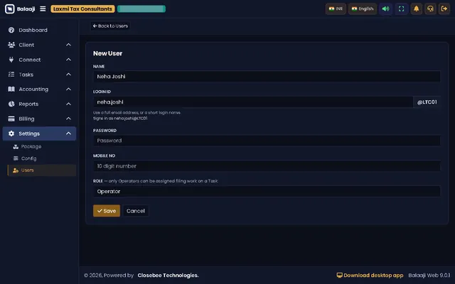 New user form