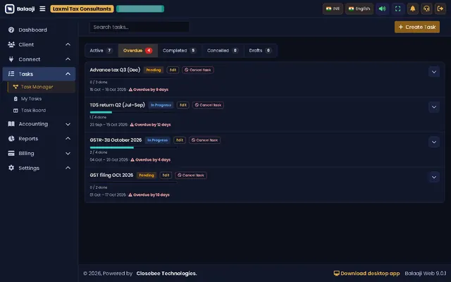 Task Manager, Overdue tab