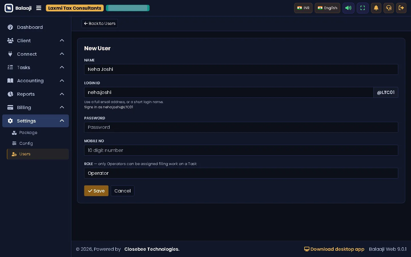 New user form