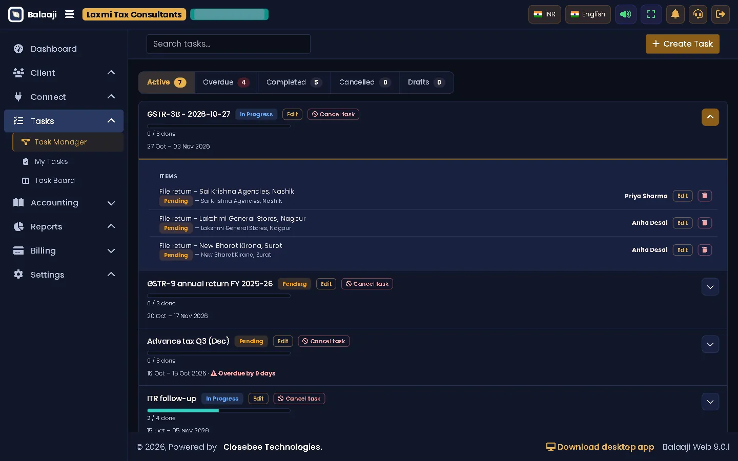 Task Manager with a task open