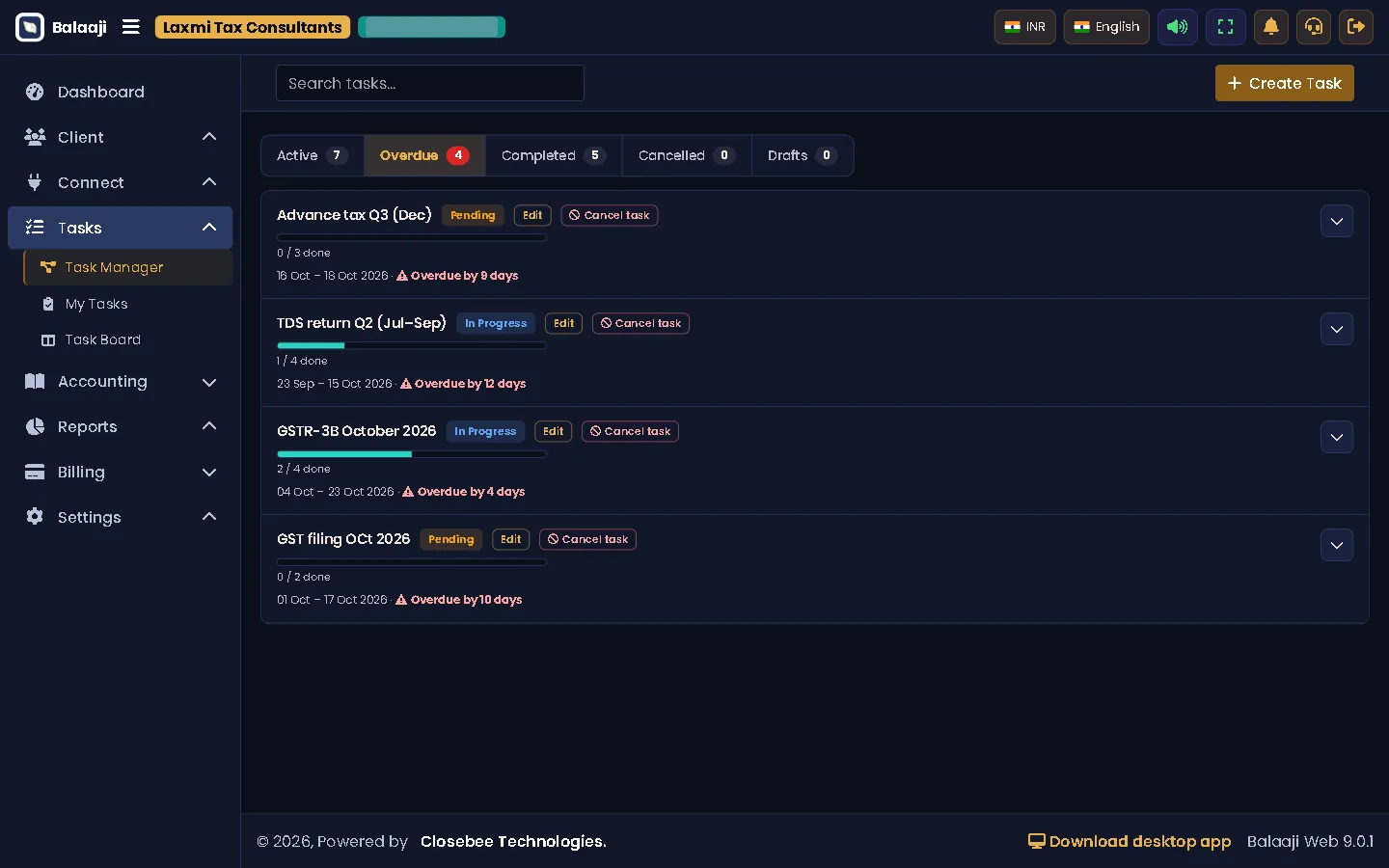 Task Manager, Overdue tab